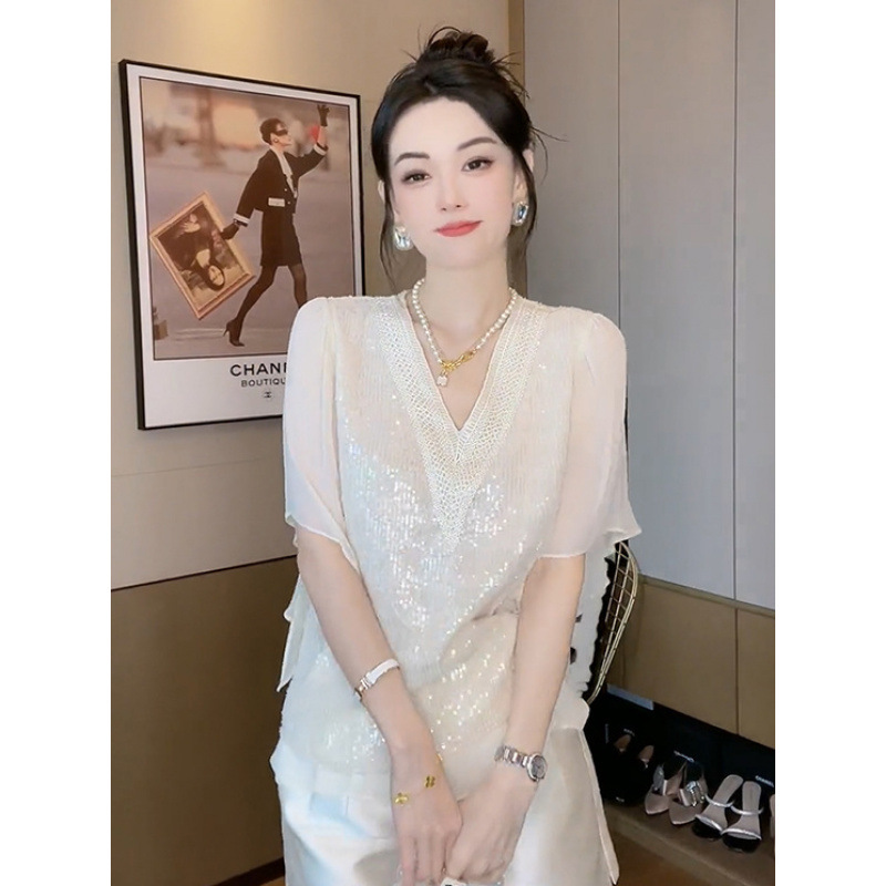 小众设计感法式超仙雪纺衫2025夏季新款轻奢高级感气质女神范上衣|undefined