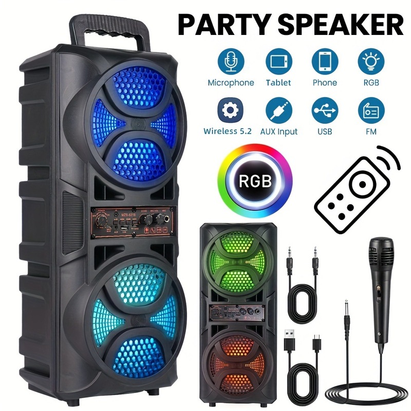 6000W Portable Party Speaker with Dual 8.5 Subwoofers rgb|undefined