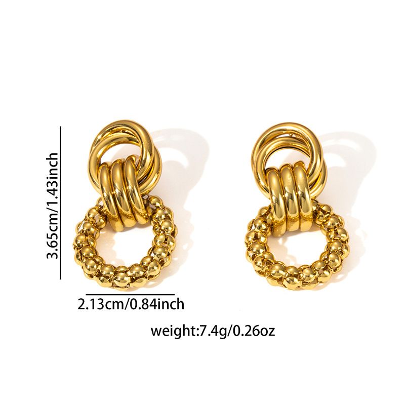 1 Pair Vintage Style Geometric Plating Titanium Steel Ear Studs display picture 4
