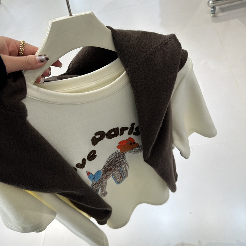 Korean-Style Heavy-Duty Cartoon Dog Embroidery Short-Sleeve T-Shirt for Women, Loose Fit, Slimming, Brushed Fabric, Regular Shoulder Top, Base Tee for Spring Korean-Style Heavy-Duty Cartoon Dog Embroidery Short-Sleeve T-Shirt for Women, Loose Fit, Slimming, Brushed Fabric, Regular Shoulder Top, Base Tee for Spring