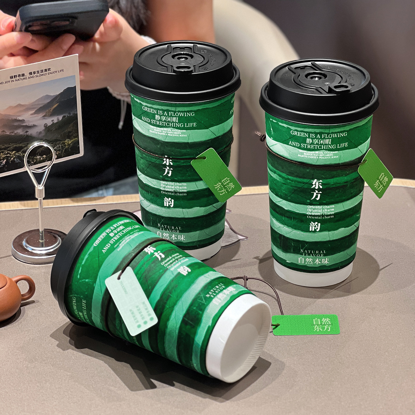 创意奶茶纸杯双淋膜加厚深压纹一次性500ml咖啡冷热饮杯外卖打包