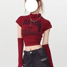 红色爵士女团短款热辣上衣欧美设计感跳舞演出服时尚百搭