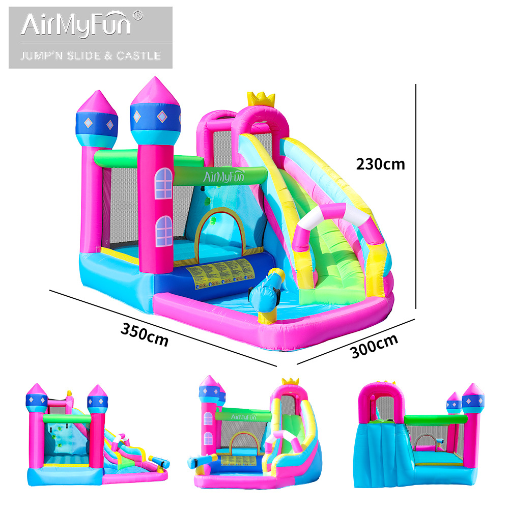 AMF | Castillo inflable acuático para niños, tobogán inflable, trampolín inflable pequeño para uso doméstico