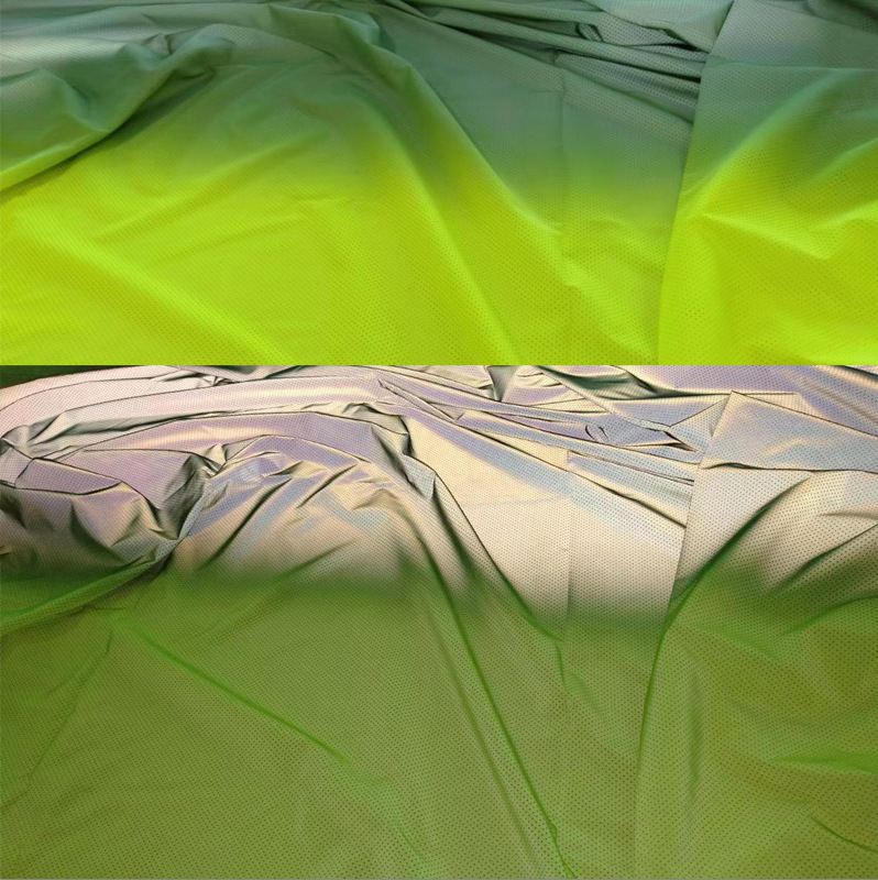 渐变色反光布加工冲压孔反光面料宽幅打孔加工 大门福冲孔反光布