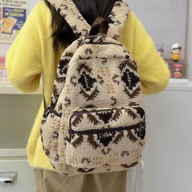Capacious retro backpack, shoulder bag, laptop for traveling