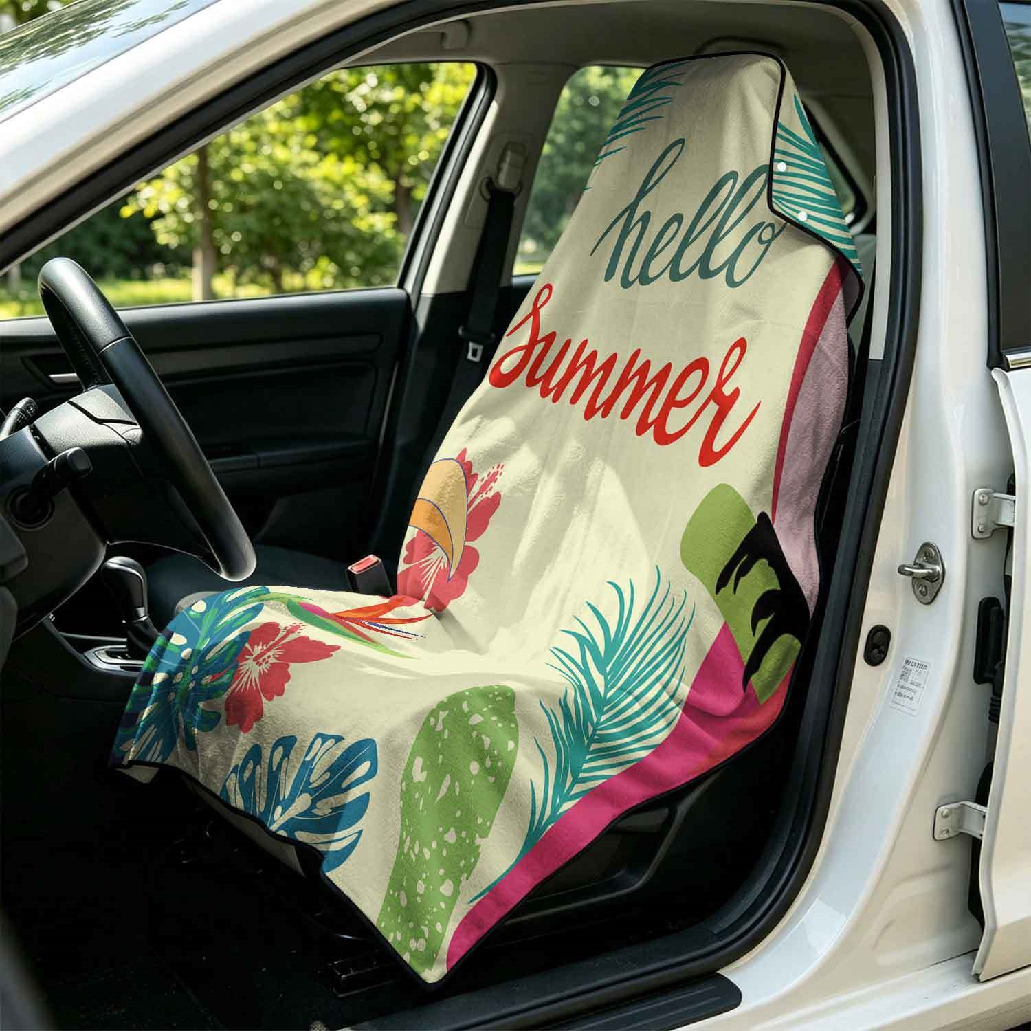 Summer bath towel and car seat cover 2-in-1, ultra-fine fiber outdoor beach and car dual-use universal seat cushion