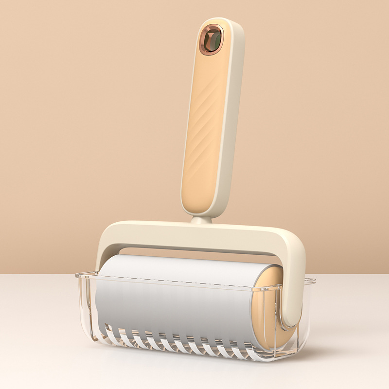 Rodillo de rollo de papel adhesivo rasgable, cinta de limpieza de papel adhesivo, tubo de rodillo adhesivo de ropa, transportador de pelo de mango redondo extraíble