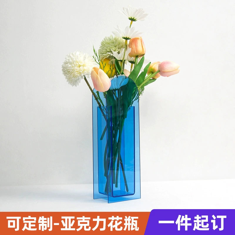 Акриловая красочная ваза, современный свет, Роскошный домашний цветок, Организация дома, простой скандинавский стиль, украшение для гостиной, поддержка настройки