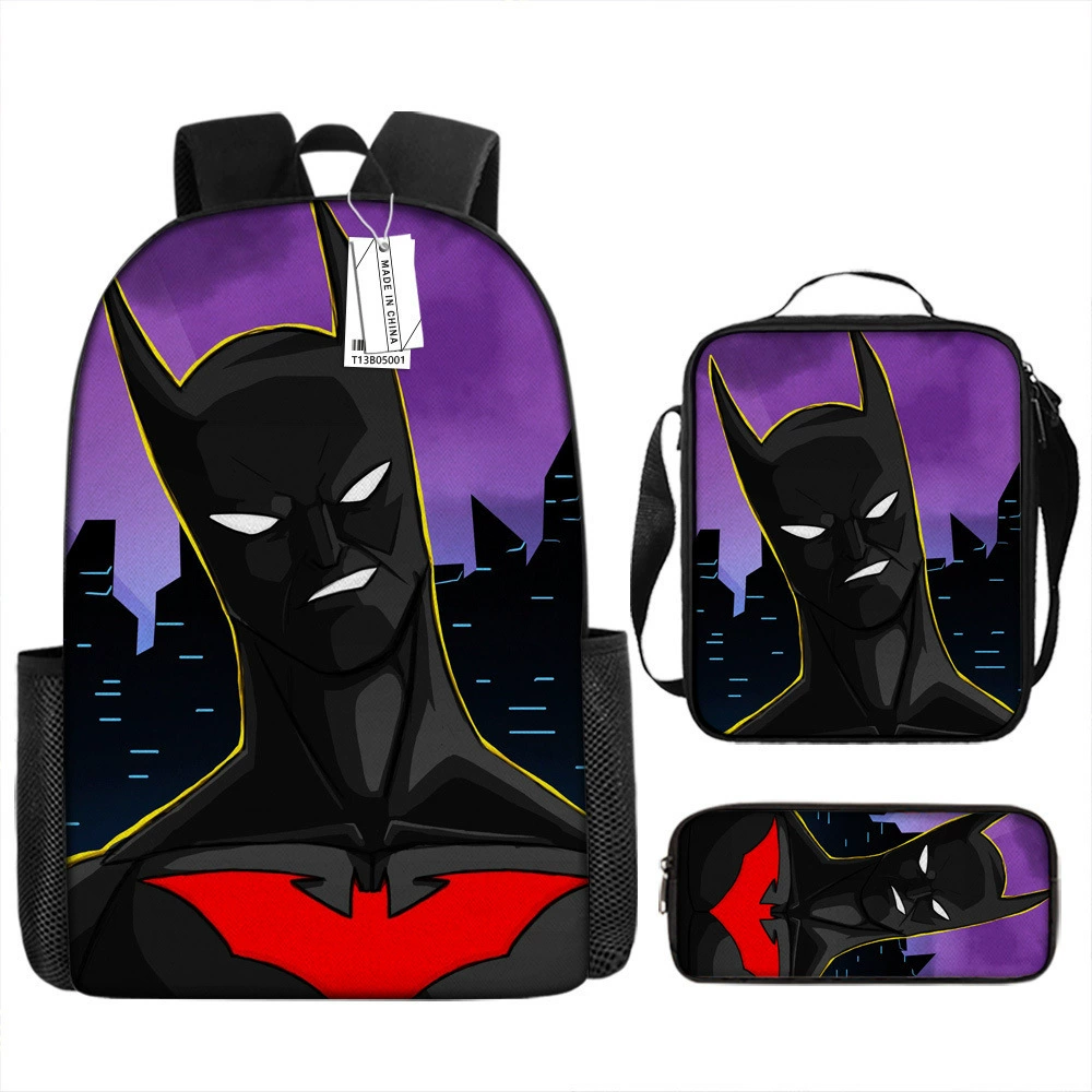 (Cross-border trading), cartoon backpack, school bag for elementary school students, pencil case, set, Batman, 3 piece set