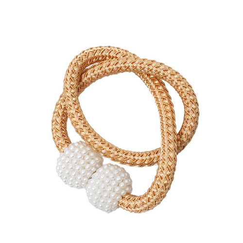 Cross-border wholesale curtain tie-back magnetic pearl hole-free curtain cord storage magnetic curtain fastener factory source