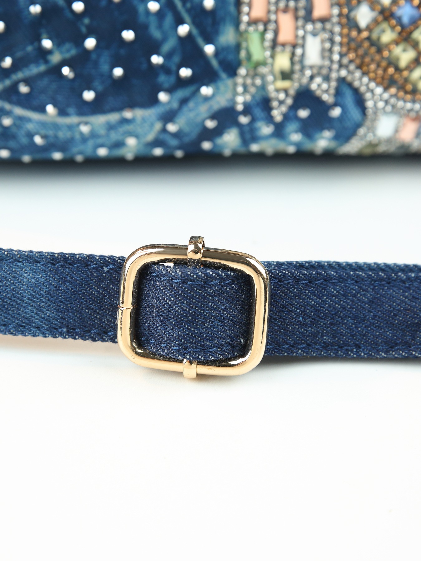 Borsa a tracolla elegante da donna in jeans con strass gufo_voghion.com