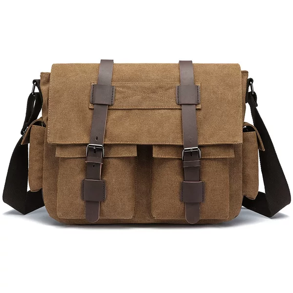 Cross-Border Retro Canvas Casual Hip-Hop Trendy Computer Shoulder Bag for Men, Multifunctional Messenger Bag, Motorcycle Bag
