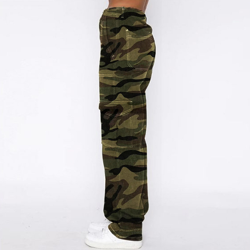 Europa y América transfronteriza 2023 nuevos pantalones vaqueros de las mujeres de la personalidad suelta bolsillo de camuflaje pantalones de moda image 6