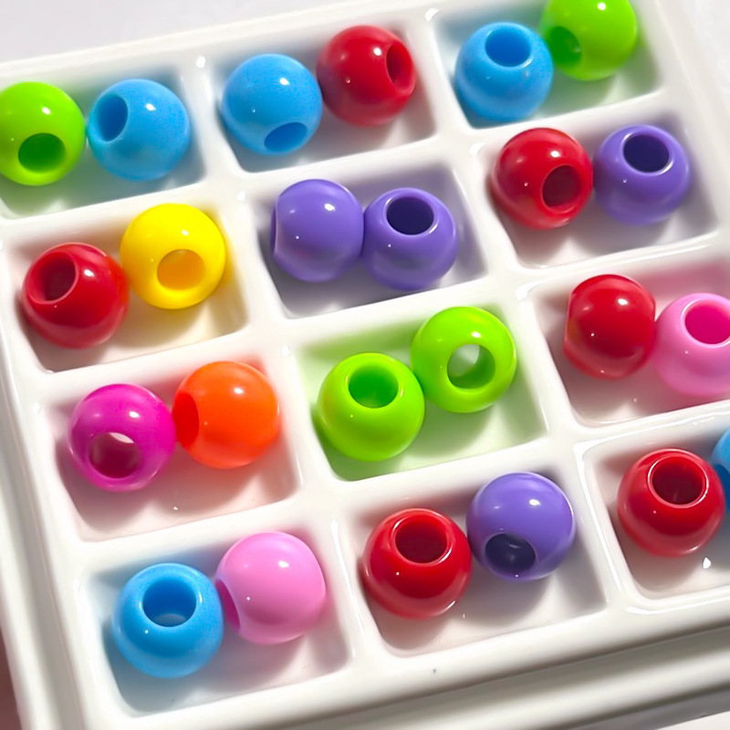 Acrylic Solid Color Large Hole Beads Spacer Beads DIY Jewelry Keychain Mobile Phone Chain Making Accessories Loose Beads