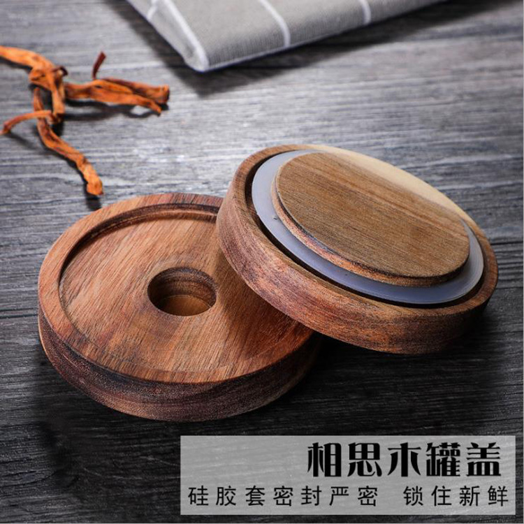 Cubierta de madera de acacia tarro de té de vidrio borosilicato granos de vidrio tarro de almacenamiento hogar cocina tarro sellado de vidrio