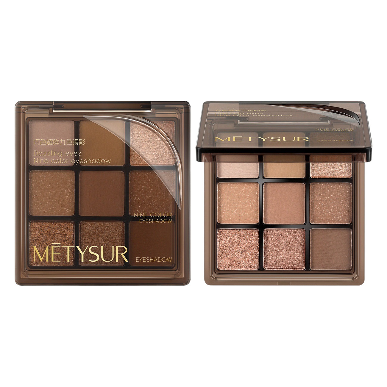 METYSUR qiaoxiao Ojo de nueve colores Placa de sombra de ojos mate fino Flash Brillo Maquillaje de todo fósforo no es fácil de volar Placa de reparación de polvo
