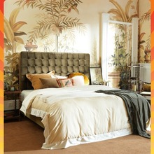 法式轻奢奶油布艺床1.8米双人床奶油风简约复古风方格拉扣床婚床