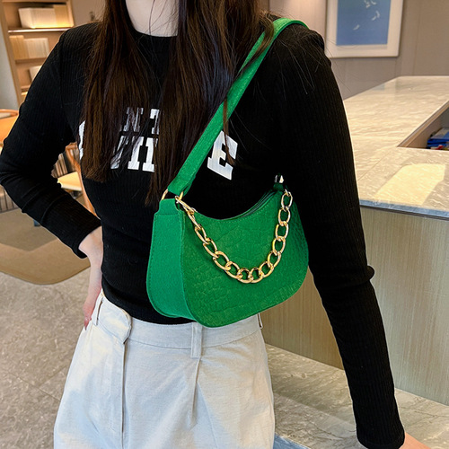 Shoulder bag for women spring  new simple felt bag shoulder armpit bag handbag chain hand bag