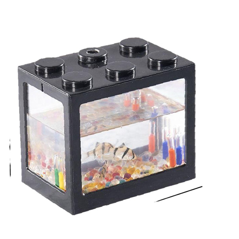 Tanque de peces Douyu al por mayor bloques de construcción de plástico tanque de peces pequeños acuario Mini tortuga pequeña Escritorio de peces tropicales tanque Douyu