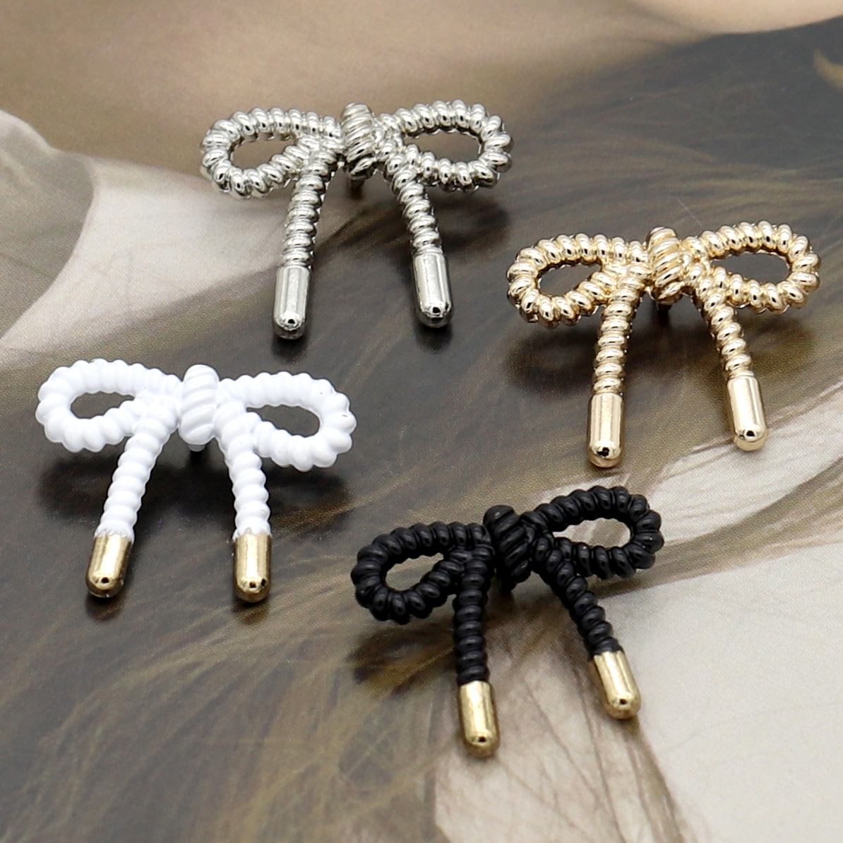 Thin Edges Hollow Bow Metal Button Knitted Sweater Pattern Diy Accessories Suit Alloy Buttons Spot display picture 1