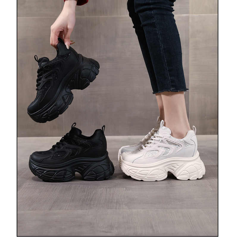 Giày thể thao đế dày dáng nhỏ khoe chân HT1697-12 sneaker nữ chunky đế dày — Màu be chi tiết 17