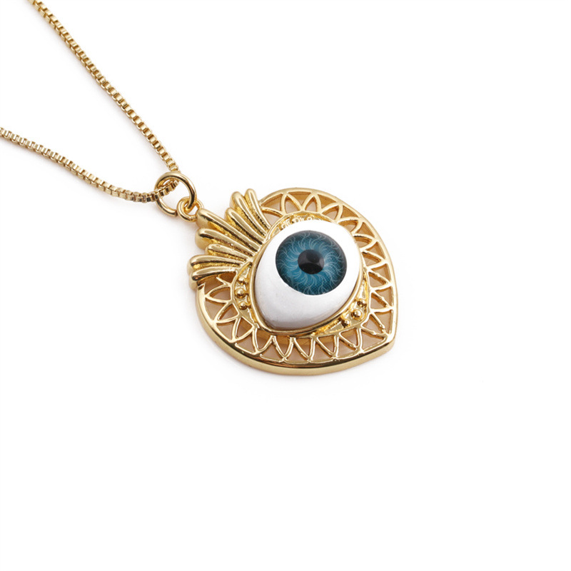 fashion hollow eye heart copper necklace wholesale nihaojewelry