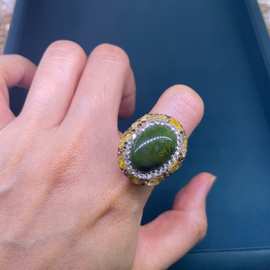 新款爆款松石戒指 Vintage 镀18K金 焦糖蛋形轻奢时尚戒指