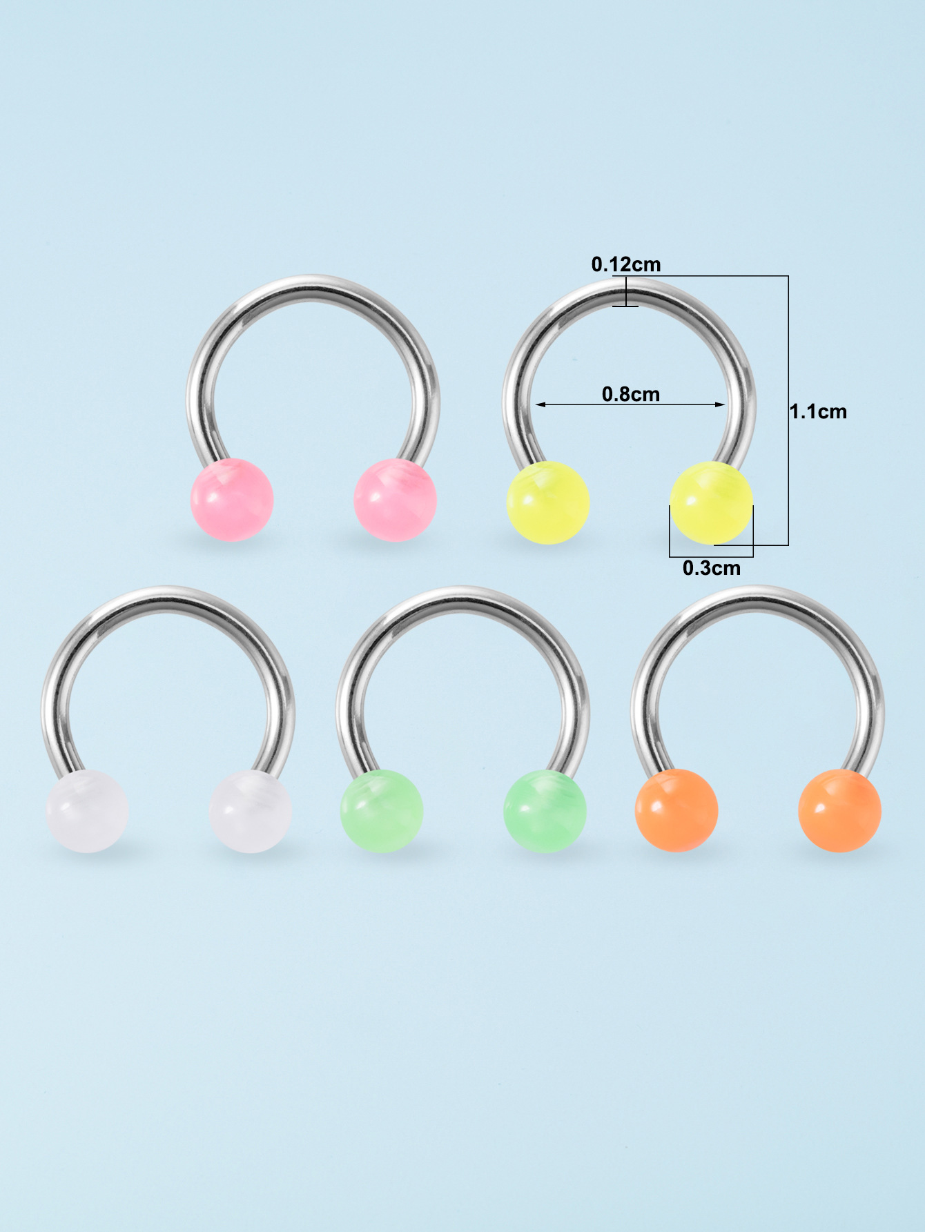 Simple Style Solid Color Stainless Steel Arylic Nose Studs 1 Set display picture 3