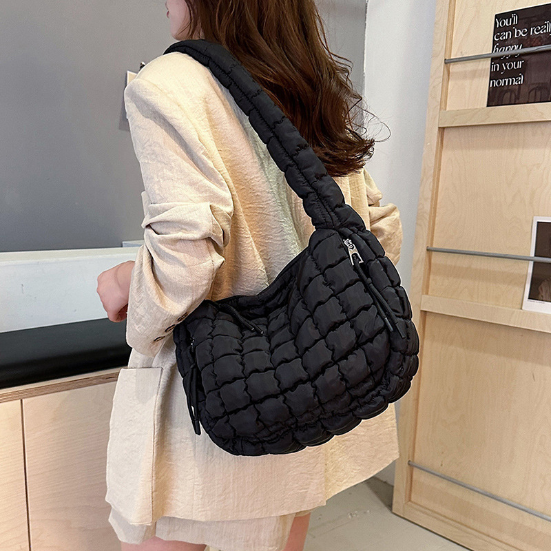 Pleated Shoulder Bag For Women Large Capacity Bubble Cloud Bag_voghion.com