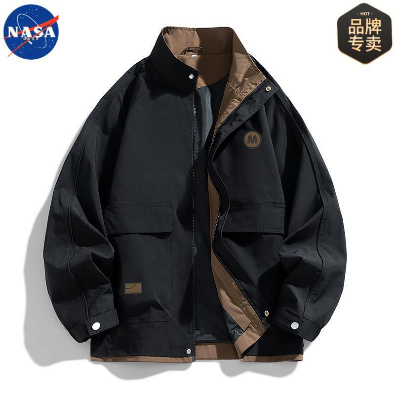 Nasa Brand High-Quality Stand-Up Collar Jacket for Men, New Spring and Autumn Style, Large Size, Loose Fit, Trendy Brand Top for Men Nasa Brand High-Quality Stand-Up Collar Jacket for Men, New Spring and Autumn Style, Large Size, Loose Fit, Trendy Brand Top for Men