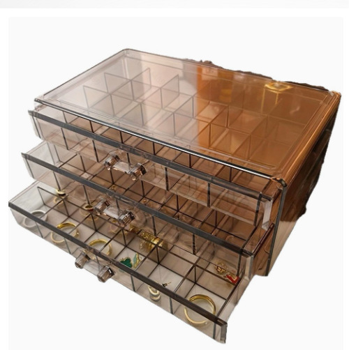 Caja de almacenamiento de cosméticos de escritorio, aparador, limpieza doméstica transparente de gran capacidad con caja de almacenamiento de máscara cubierta