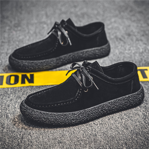 One-piece Velcro Dobby Shoes for Men - Spring and Summer Suede Men's Fashion Shoes with Soft Sole Men's Casual Shoes