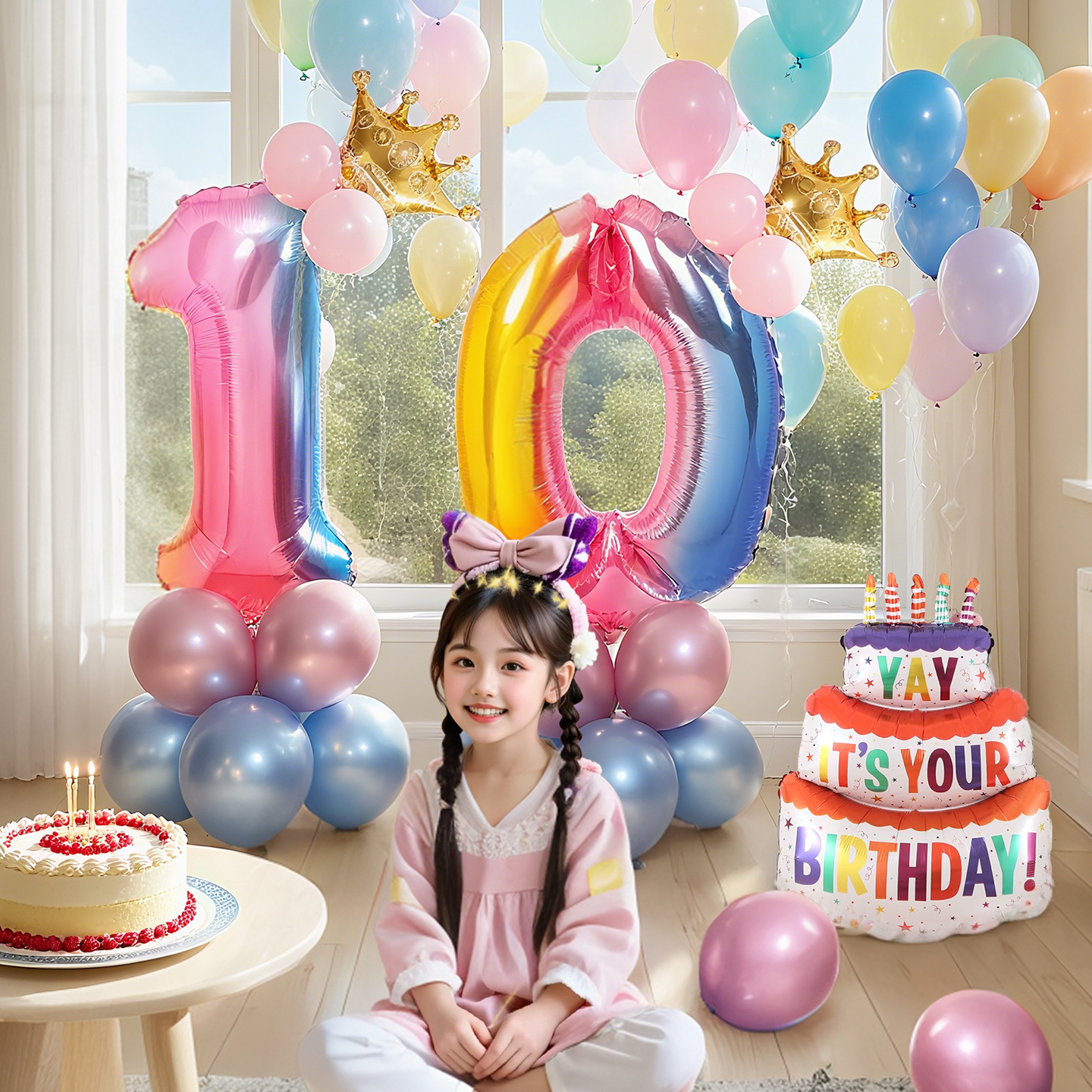 10th Birthday Number Balloon Decorations For Girls And Babies Special Atmosphere Photo Props Party Supplies_voghion.com