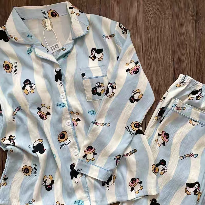 Pijamas de primavera y otoño nubes de algodón estudiantes delgados sueltos cardigans de manga larga set de ropa para el hogar image 3