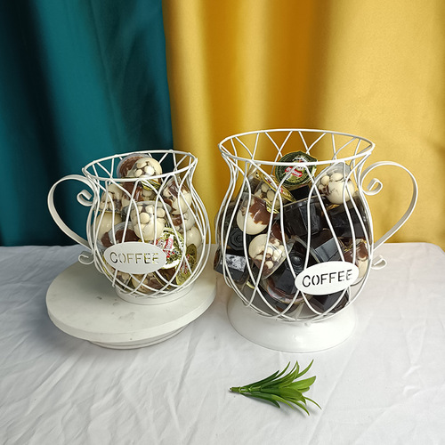 Manufacturer's creative pineapple cartoon-shaped coffee capsule storage iron basket home furnishings foreign trade iron gift pieces