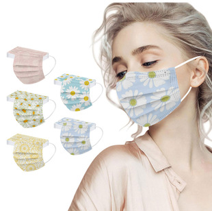 Adult disposable mask sunflower printing series comfortable breathable three-dimensional protection support cross-border manufacturers straight hair