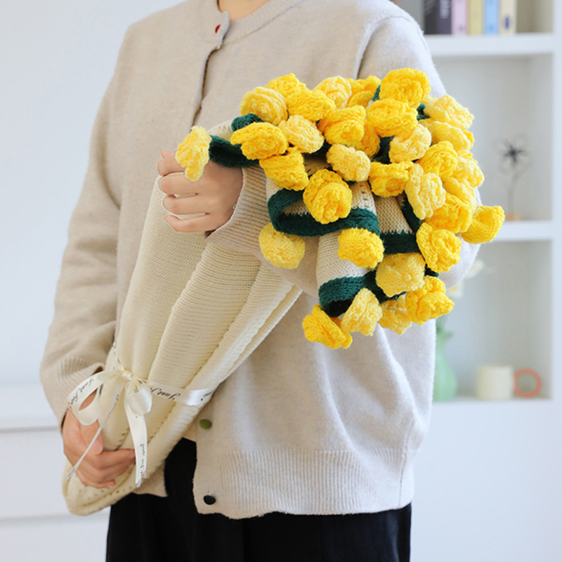 バラの花束ブランケット手織り完成花束毛糸かぎ針編みフラワーブランケットフラワーかぎ針編みスズラン|undefined