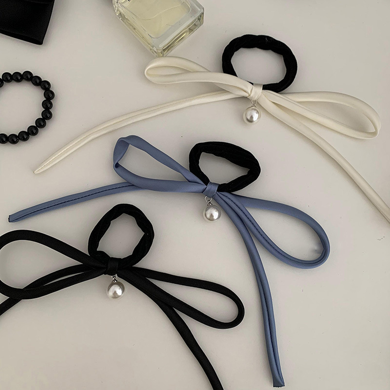 Stile coreano elegante elegante fiocco di nastro perla fascia per capelli corda per capelli stile francese moda tutto abbinato cinturino per capelli accessori per capelli_voghion.com