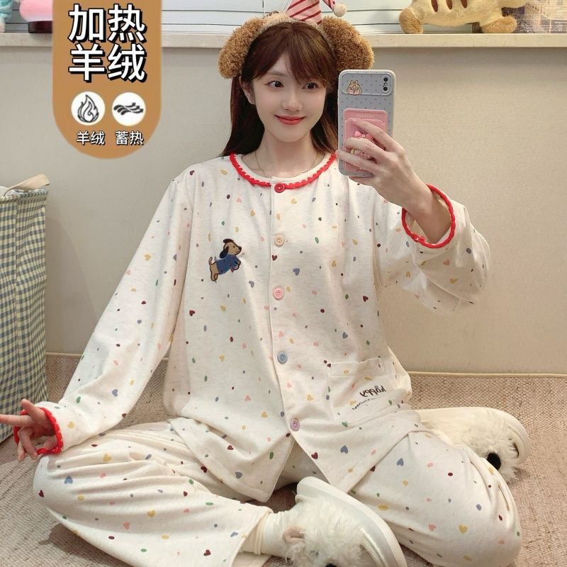 2025 New Dachshund Puppy Cashmere Pajamas Women's Autumn and Winter Velvet Thickened Casual Long-Sleeved Home Clothes Set 2025 New Dachshund Puppy Cashmere Pajamas Women's Autumn and Winter Velvet Thickened Casual Long-Sleeved Home Clothes Set