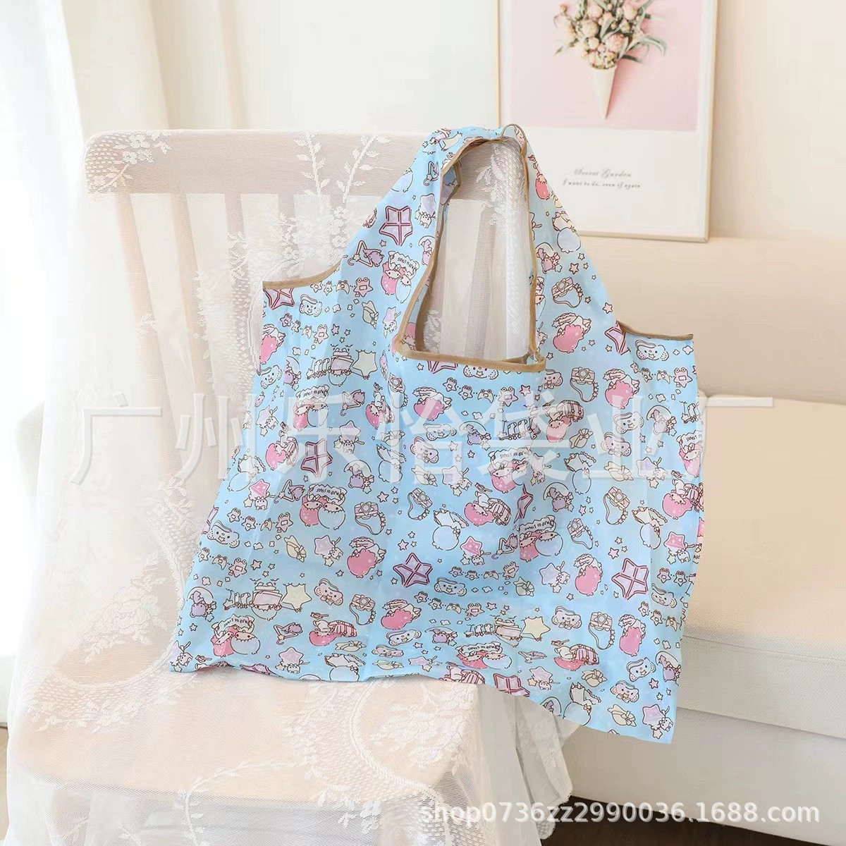 Folding cute cartoon big shopping bag