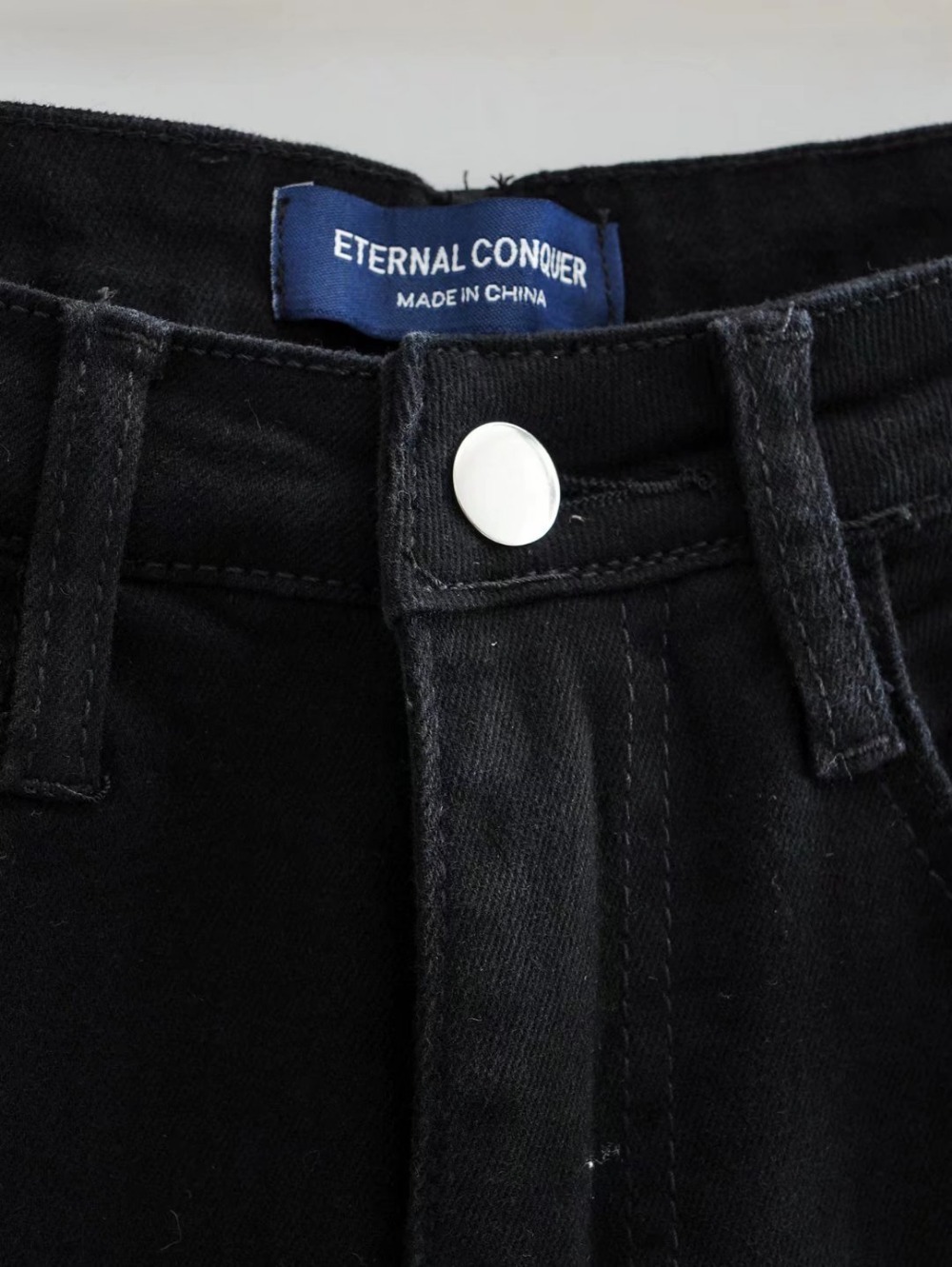 Letter labeling elastic slim fit slit jeans NSXDX117335
