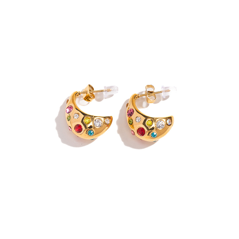Tina transfronteriza diamantes gota de agua no se desvanecen pendientes de oro 18 quilates de diseño ligero de lujo pendientes de acero de titanio para mujeres exquisitas