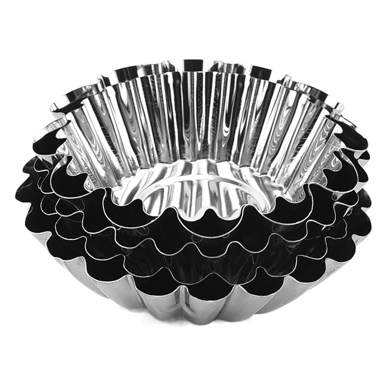 Manufacturer Stainless Steel Cake Mold Muffin Cup Thickeneded Lace Egg Tart Egg Tart Mold Portuguese Tart Chrysanthemum Cup Coconut Tart Mold