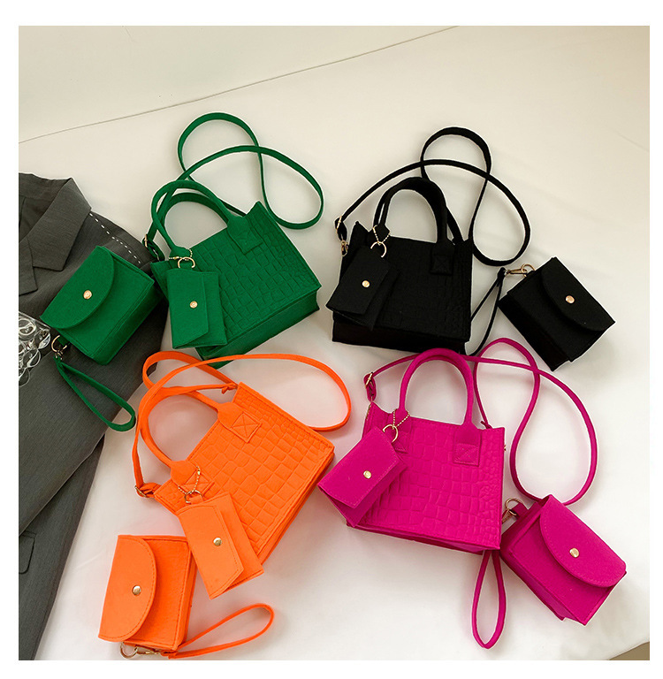Women's All Seasons Felt Solid Color Elegant Square Open Handbag display picture 2