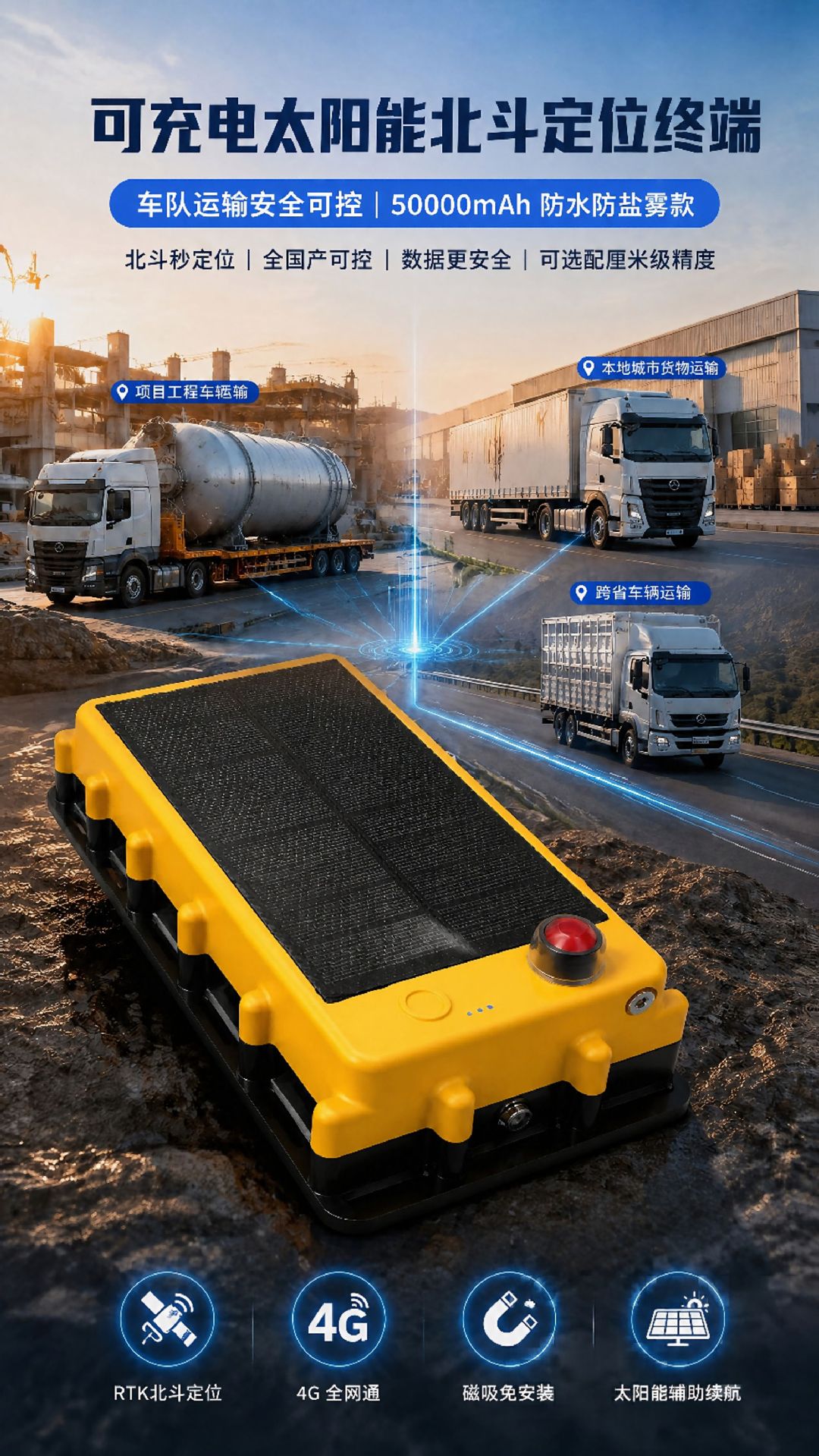 4g Beidou Satellite Locator Rtk High-Precision Solar Charging Fleet Management Container Ship Locator