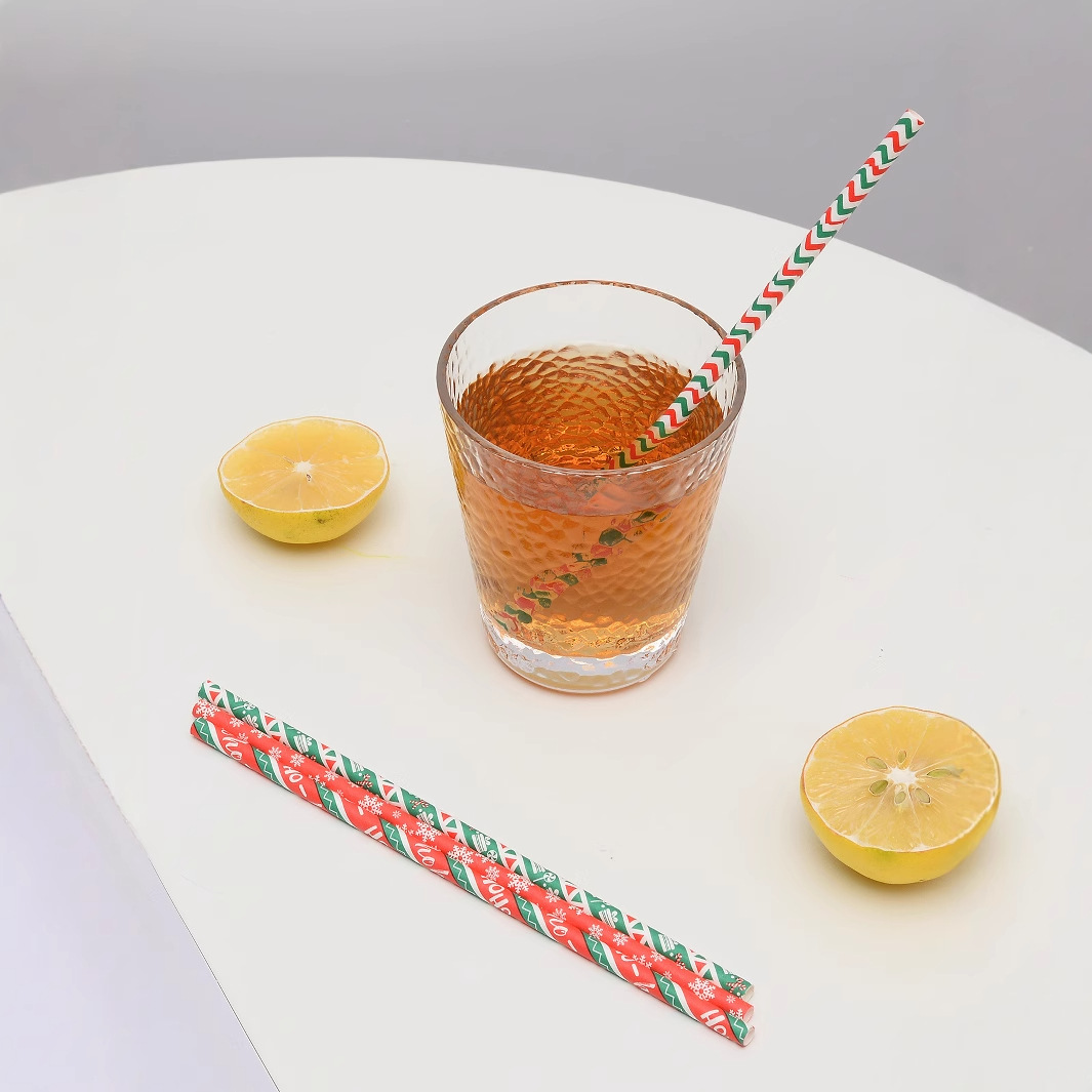 Yaosheng paja desechable papel degradable tubo recto Amazon Navidad serie 100 unids