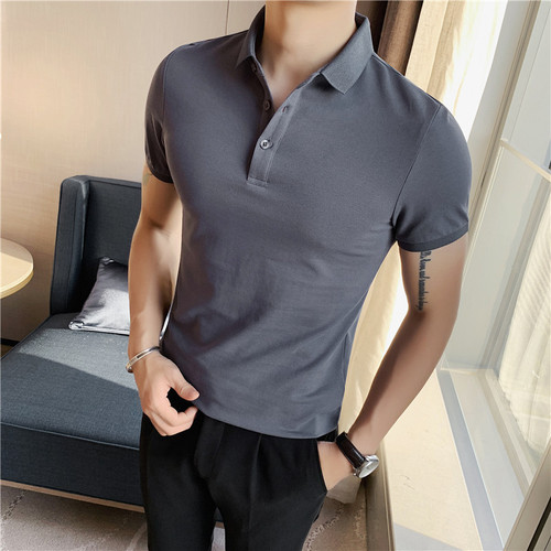 Men's Short Sleeve Polo Shirt Summer New Business Casual Youth Style Cotton Collar Trend Brand Top