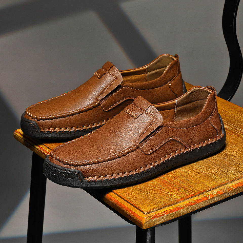 Giày lười nam da PU thoáng khí đế bằng mềm lái xe — F9917 Kaki, F9917 màu xám, F9917 nâu nhạt, F9917 nâu đậm