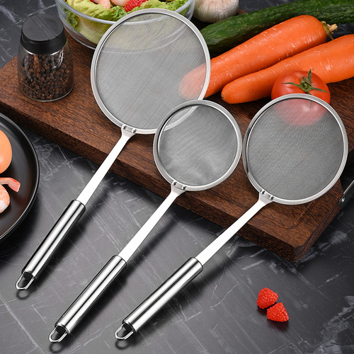 304 stainless steel oil grid colander, encrypted oil filter spoon, oil separation and oil residue removal, soy milk filter colander
