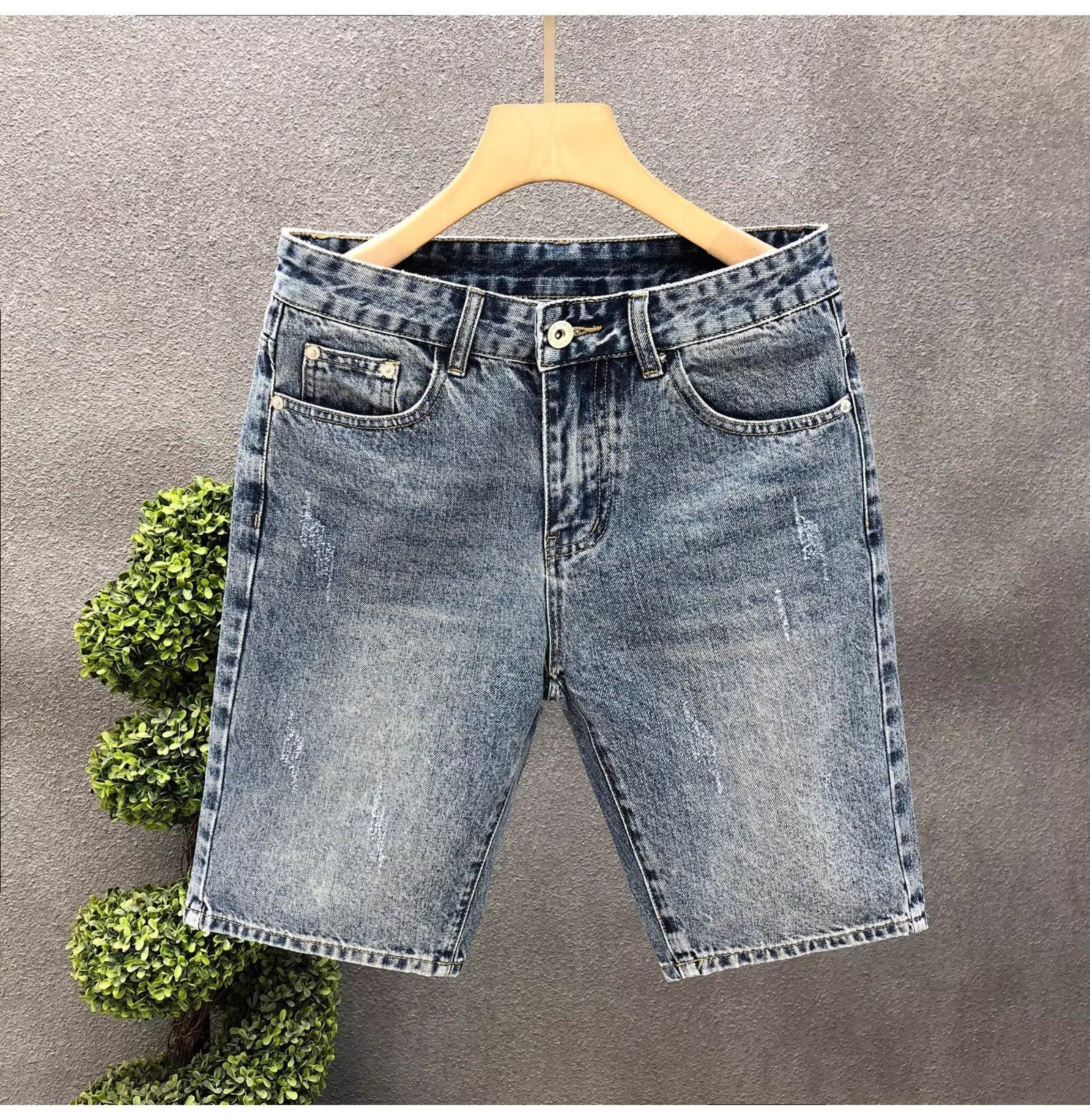 Herren Slim Fit Stretch Jeansshorts Mit Elastischem Bund_voghion.com